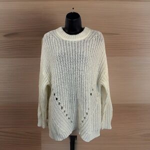 American Eagle‎ Sweater Cream Oversized XS Open Knit SOFT Cozy Fluffy Long
